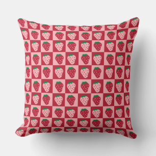 Retro Strawberry Checkerboard Muster Kissen