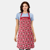 Retro Strawberry Checkerboard Muster Schürze (Getragen)