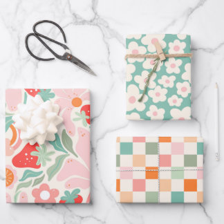 Retro strawberry geschenkpapier set