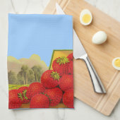 Retro Strawberry Krate Kunst, Küche Handtuch (Viertel Falte)