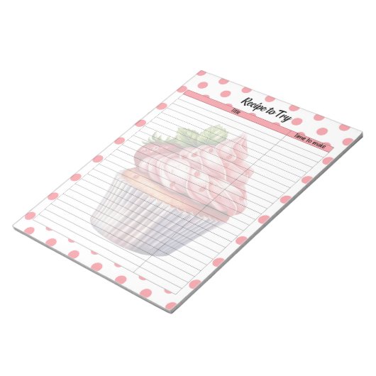 Retro Strawberry Leckereien Rezept Notizblock (angewinkelt)