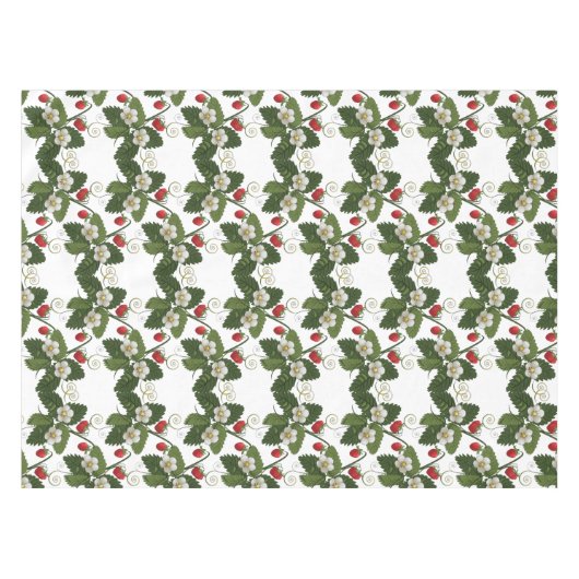Retro Strawberry-Pflanze mit Gold-Wirbel Tischdecke (Vorderseite (Horizontal))