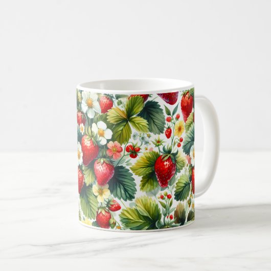 Retro Strawberry Pflanze - Vintager Gartengarten Kaffeetasse (VorderseiteRechts)