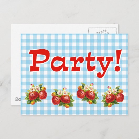 Retro Strawberry Postkarte (Vorne/Hinten)