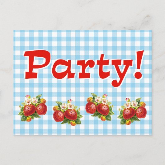 Retro Strawberry Postkarte (Vorderseite)