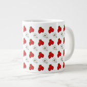 Retro Strawberry und Blume Muster Jumbo Tasse (Vorderseite Rechts)