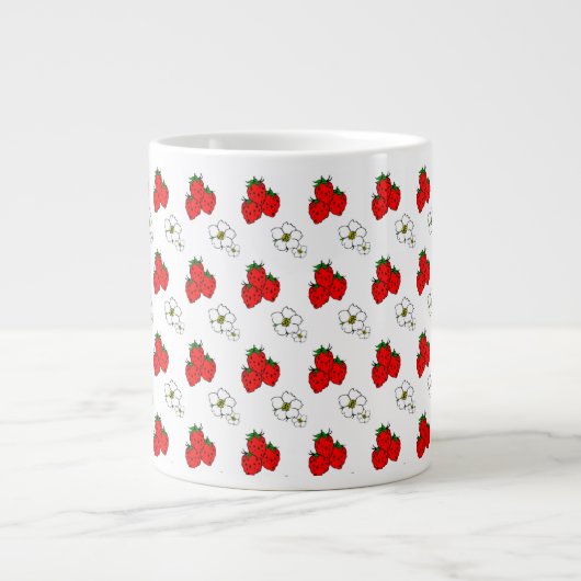 Retro Strawberry und Blume Muster Jumbo Tasse (Vorderseite)