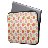 Retro Strawberry und Daisy Pattern Laptopschutzhülle (Vorderseite Links)