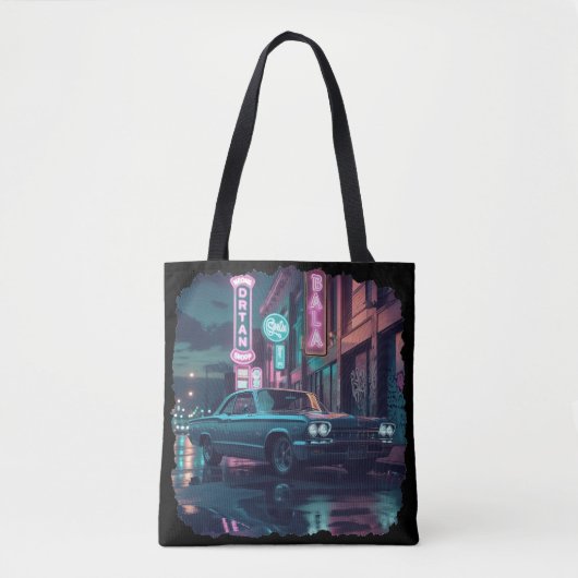 Retro Street Scene Art 1940s Classic Car Tasche (Vorderseite)