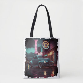 Retro Street Scene Art 1940s Classic Car Tasche