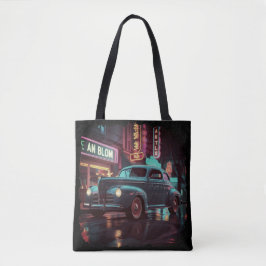 Retro Street Scene Art 1940s Classic Car Tasche