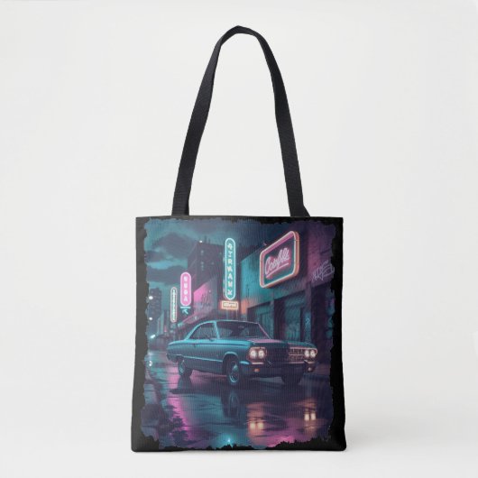 Retro Street Scene Art 1940s Classic Car Tasche (Vorderseite)