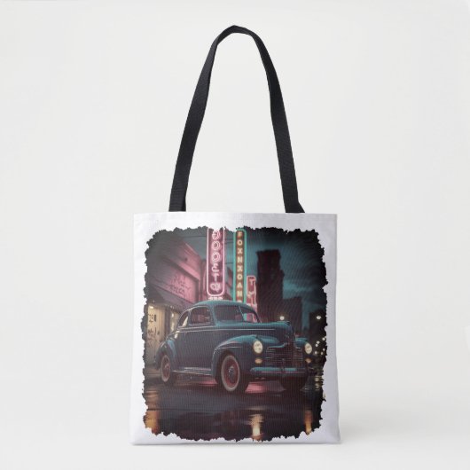 Retro Street Scene Art 1940s Classic Car  Tasche (Vorderseite)