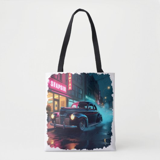 Retro Street Scene Art Tasche (Vorderseite)