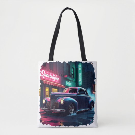Retro Street Scene Art Tasche (Vorderseite)