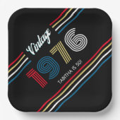Retro-Streifen 1976 50. Geburtstag oder Klassentre Pappteller (Vorderseite)