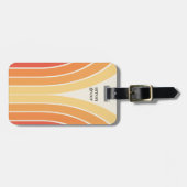 Retro Streifen 70er 80er Orange Gelb Gepäckanhänger (Vorderseite horizontal)