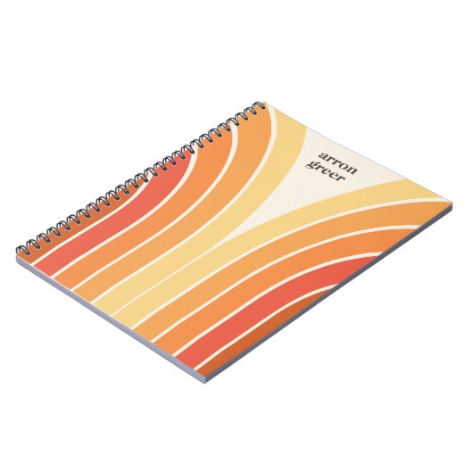 Retro Streifen 70er 80er Orange Gelb Notizblock (Linke Seite)