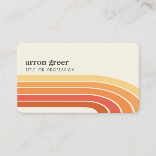 Retro Streifen 70er 80er Orange Gelb Visitenkarte (Vorderseite)