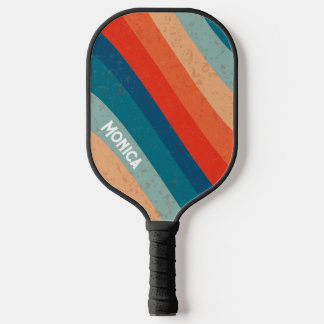 Retro-Streifen 70er Jahre Vintage-Script Minimalis Pickleball Schläger