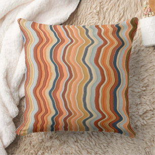 Retro-Streifen 70er Wellen Boho farbenfroh orange Kissen