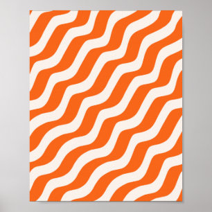 Retro Streifen Abstrakte Linien Orange Vintag Wave Poster