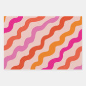 Retro Streifen Abstrakte Waves Rosa Orange Geschenkpapier Set (Vorderseite 3)