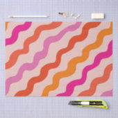 Retro Streifen Abstrakte Waves Rosa Orange Seidenpapier (Handwerk)