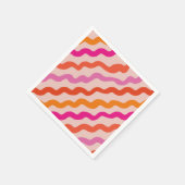 Retro Streifen Abstrakte Waves Rosa Orange Serviette (Ecke)