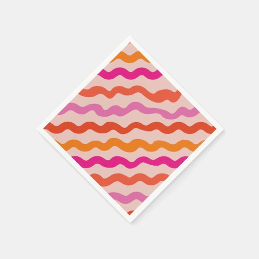 Retro Streifen Abstrakte Waves Rosa Orange Serviette (Ecke)