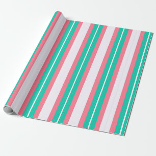 Retro Streifen - Aquamarin rosa Geschenkpapier