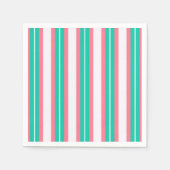 Retro Streifen - Aquamarin rosa Serviette (Vorderseite)