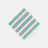 Retro Streifen - Aquamarin rosa Serviette (Ecke)