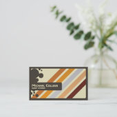 Retro Streifen - Art 4 Visitenkarte (Stehend Vorderseite)