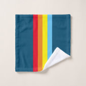 Retro-Streifen-Badehandtücher (Navyblau Multi) Badhandtuch Set (Waschlappen)