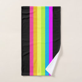 Retro-Streifen-Badehandtücher (Schwarz und Neon-Mu Badhandtuch Set