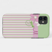Retro Streifen, Blumen u. Monogramm iPhone 5 Fall Case-Mate iPhone Hülle (Rückseite (Horizontal))