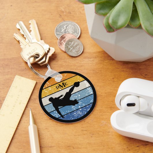 Retro-Streifen der Monogram-Silhouette Schlüsselanhänger (Schreibtisch)