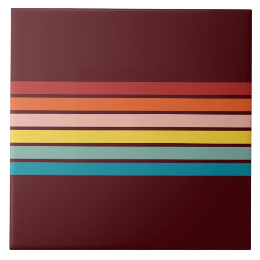 Retro Streifen farbenfroh gestreifter 70er 80er De Fliese (Vorderseite)