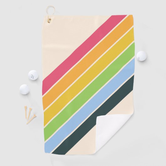 Retro Streifen farbenfroh gestreifter 70er 80er De Golfhandtuch (Insitu)