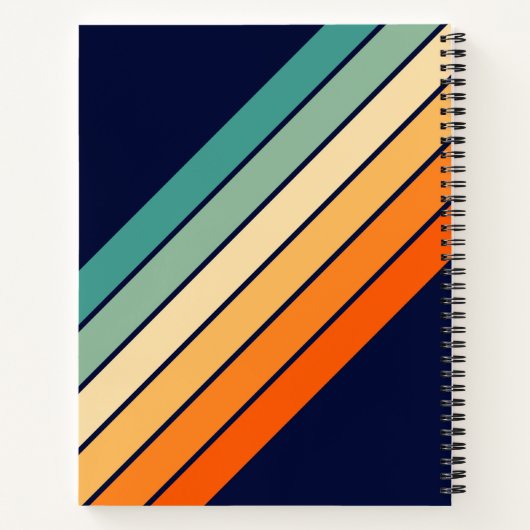 Retro Streifen farbenfroh gestreifter 70er 80er De Notizblock (Rückseite)