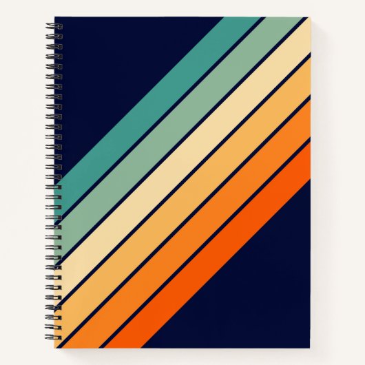 Retro Streifen farbenfroh gestreifter 70er 80er De Notizblock (Vorderseite)
