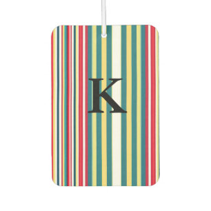 Retro-Streifen farbenfroh mit Monogramm Anfangsbuc Autolufterfrischer