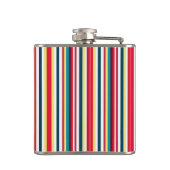 Retro-Streifen farbenfroh mit Monogramm Anfangsbuc Flachmann (Rückseite)