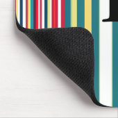 Retro-Streifen farbenfroh mit Monogramm Anfangsbuc Mousepad (Ecke)
