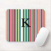 Retro-Streifen farbenfroh mit Monogramm Anfangsbuc Mousepad (Mit Mouse)