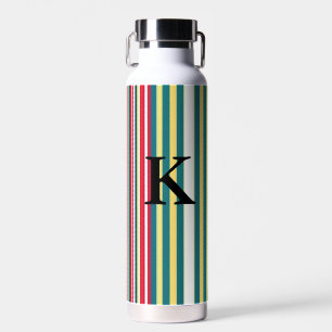 Retro-Streifen farbenfroh mit Monogramm Anfangsbuc Trinkflasche