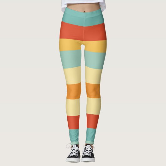 Retro-Streifen-Farbmuster Leggings (Vorderseite)