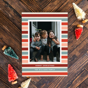 Retro-Streifen-Foto-Weihnachten Feiertagskarte