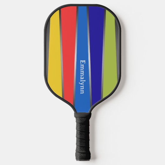 Retro Streifen fünf Farben farbig Pickleball Schläger (Vorderseite)